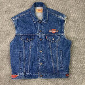 Vintage 80s Levi's Denim Vest Men's Large Blue Jean 70507 0218 Made in the USA